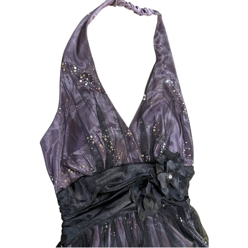 Whimsigoth Dark Fairy Celestial Glitter Halter Dress XS Y2K 2000s - Picture 5 of 15